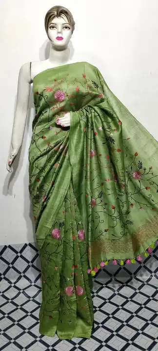 Silk linen embroidery saree uploaded by S N. FABRIC on 4/2/2023