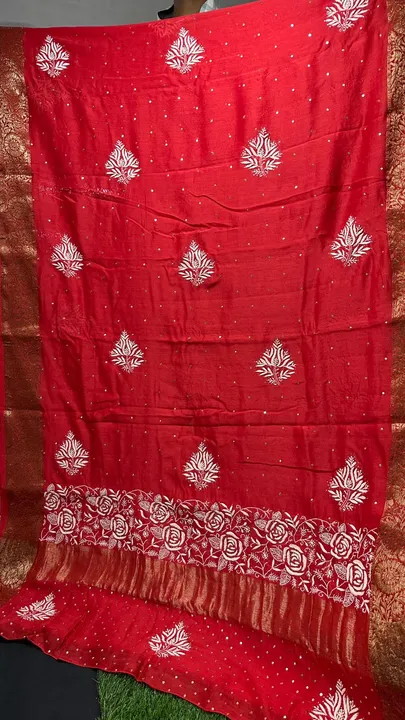 Pure chanderi saree uploaded by business on 4/2/2023