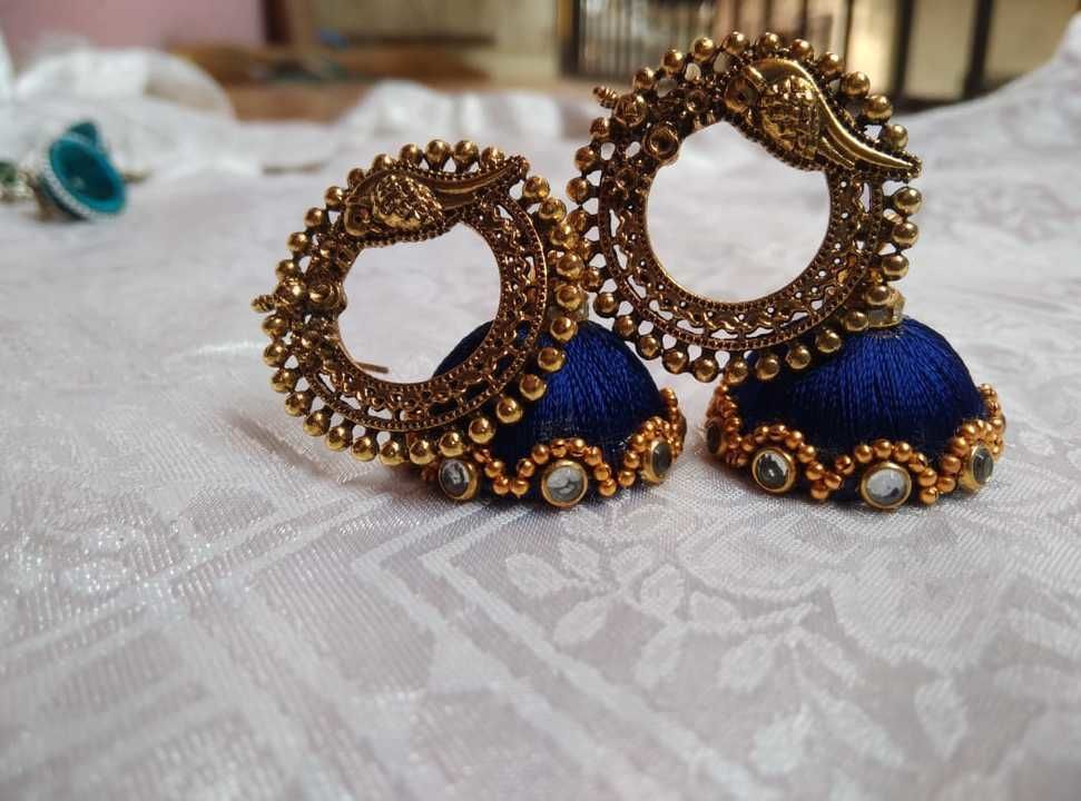 Oxidised studs with silk thread zhumka earring uploaded by business on 3/2/2021