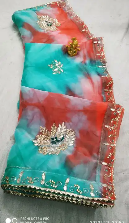 New launched⚡⚡⚡
This ❄⛄Winter Special Organza  Handwork Sarees

⚡organza Soft Fabric in Beautiful pa uploaded by Gotapatti manufacturer on 4/2/2023