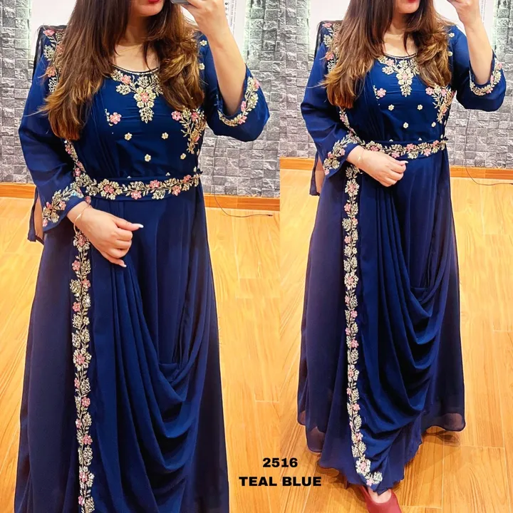 Indo Western Saree Style Gown uploaded by Bela Enterprise  on 4/2/2023