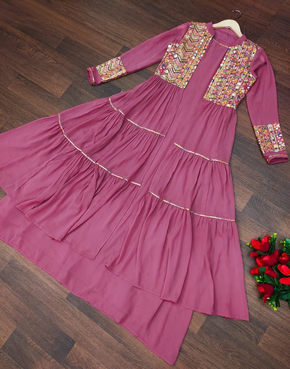 Exclusive Multi embroidery Jacket with  gown and belt  uploaded by Vihu fashion on 4/3/2023