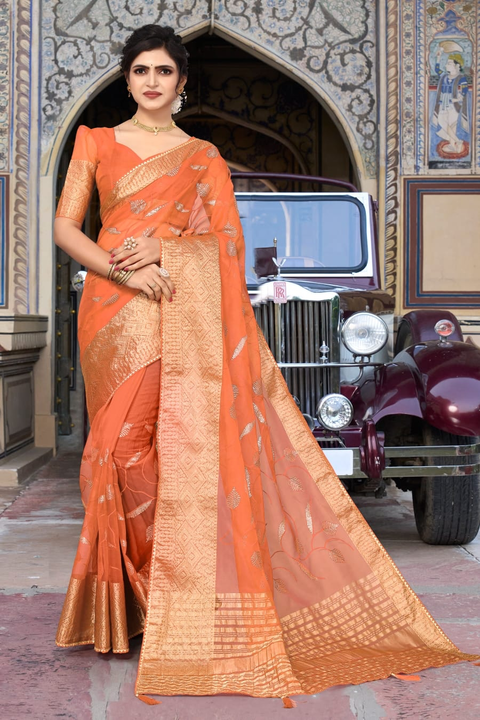 Tissue organza sarees  uploaded by Krishna fashion on 4/3/2023