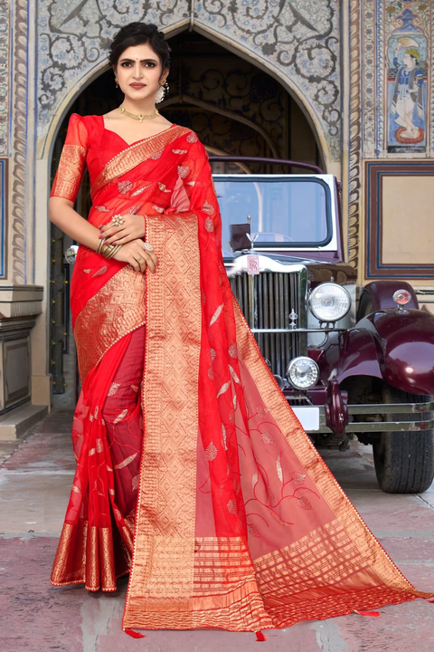 Tissue organza sarees  uploaded by Krishna fashion on 4/3/2023