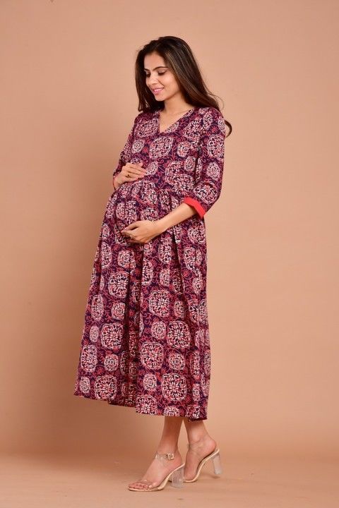 Printed Long Frill maternity dress 
Material Cotton
Length 50 inch

Free shipping 
M to  uploaded by Anurag fashion store on 3/2/2021