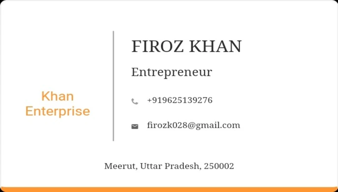 Visiting card store images of Uzair