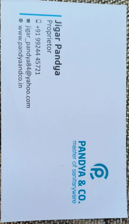 Visiting card store images of Pandya Trading co.