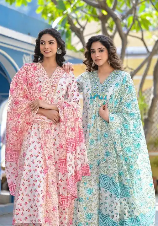 Women embroidered pure cotton kurta pant and dupatta set  uploaded by Aleexa Outlet on 4/3/2023