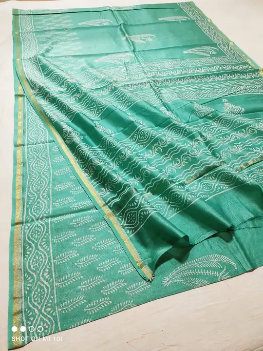handbook attractive vegetables dye printed saree uploaded by Virasat kala chanderi on 4/3/2023