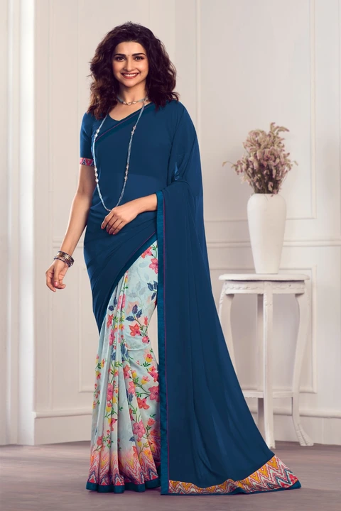 Blue saree uploaded by Fatema Fashion on 4/3/2023