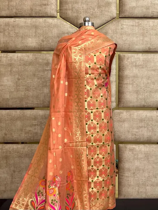 Banarasi jamadni suits 
All over weaving zari with resham 
 uploaded by Welltex on 4/3/2023