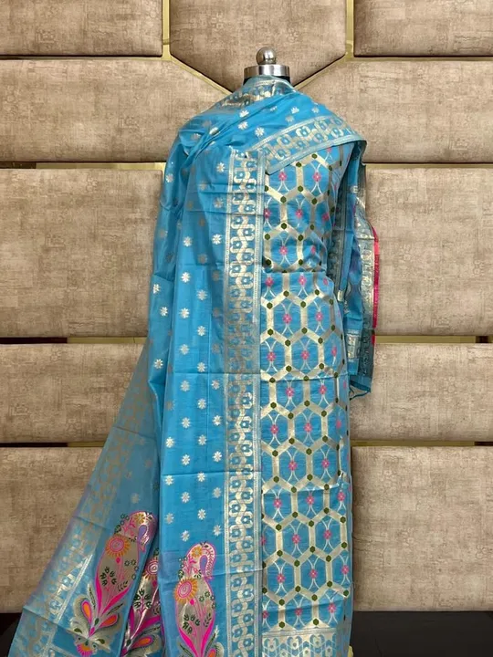 Banarasi jamadni suits 
All over weaving zari with resham 
 uploaded by Welltex on 4/3/2023