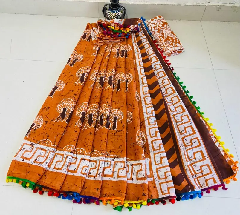 Hand block print cotton mulmul sarees  uploaded by business on 4/3/2023
