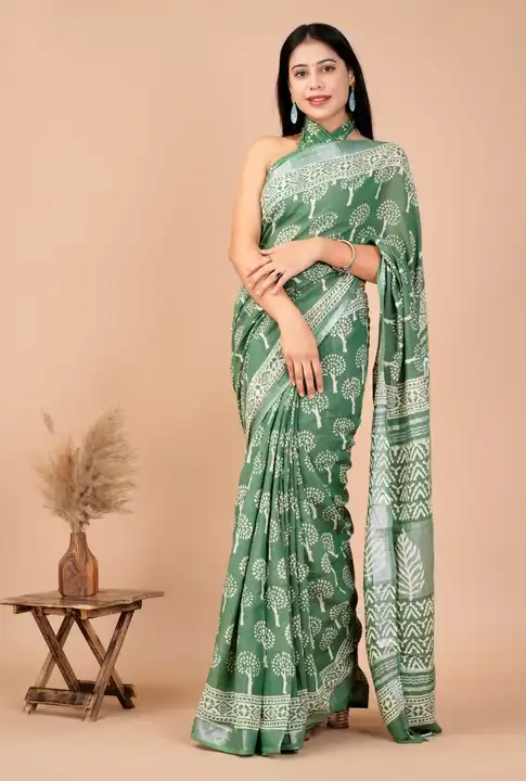 Bagru hand block print linens sarees  uploaded by Shree jujhar handicrafts on 4/3/2023