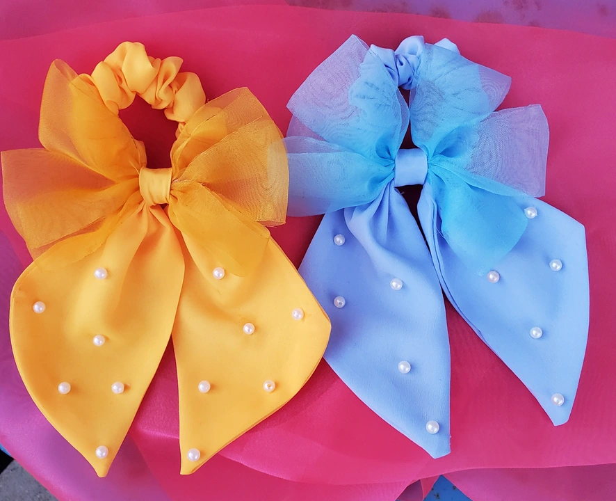 Organza bow scrunchies  uploaded by Hair accessories by nisha on 4/3/2023