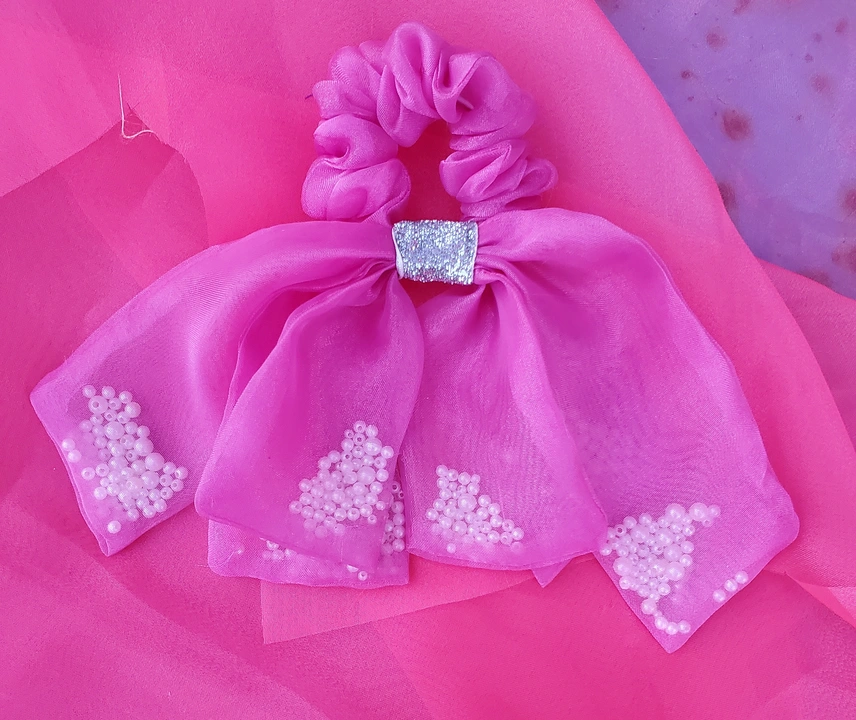 Organza bow scrunchies  uploaded by Hair accessories by nisha on 4/3/2023