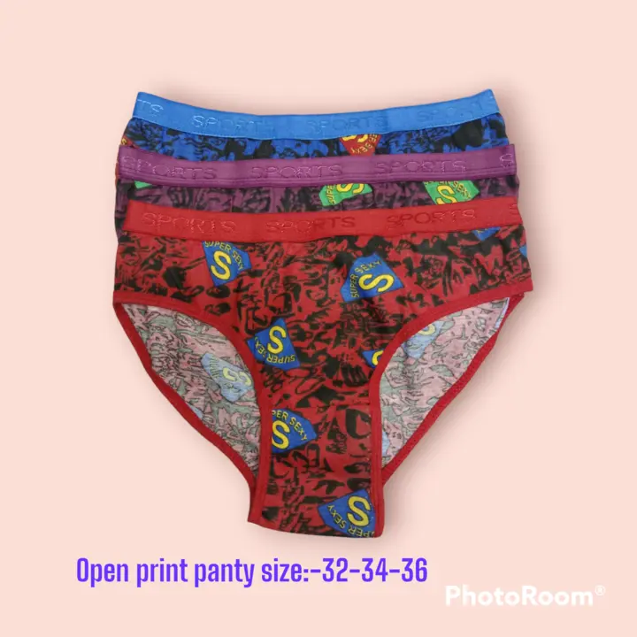 Print open panty size:32-34-36 moq:-12 dozen  uploaded by Ruhi hosiery on 4/3/2023