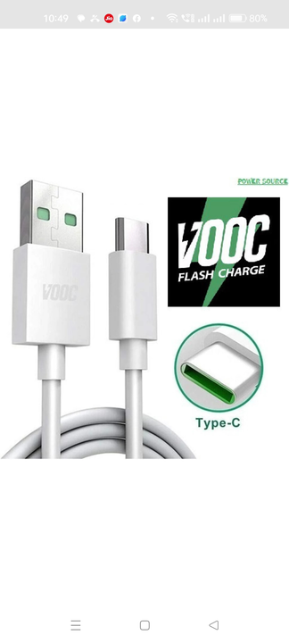 VOOC ORIGNAL DATA CABLE TYPE - C SUPPORTED FOR ALL OPPO / ONE PLUS / REALME  MOBILES  uploaded by DJ TECHNOLOGY on 5/28/2024
