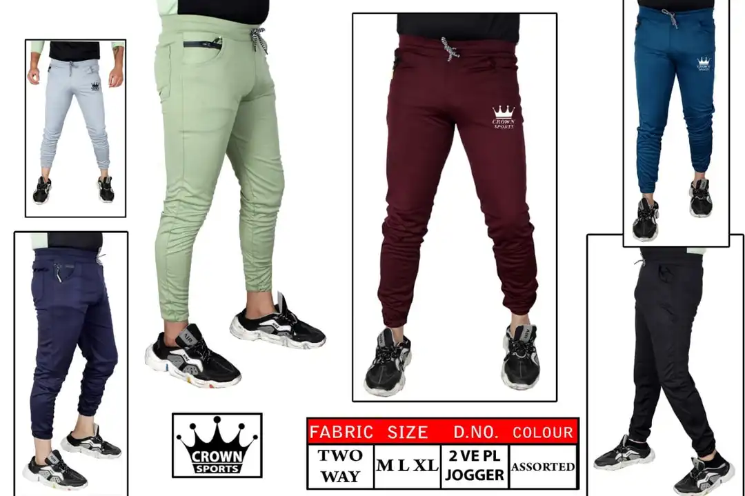 Two way laycra ticket pocket and back pocket joggers trackpant in multi color uploaded by Crown sports  on 4/3/2023