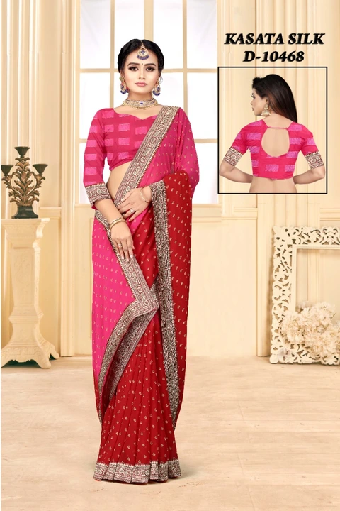 Multi shade saree, Soft weightless fabric with border and fancy blouse uploaded by Sk sarees on 4/3/2023