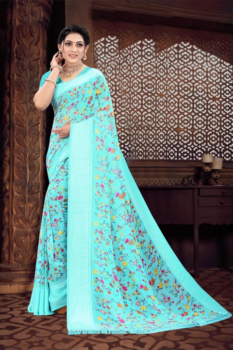 Soft printed saree with weaving Border uploaded by Sk sarees on 4/3/2023