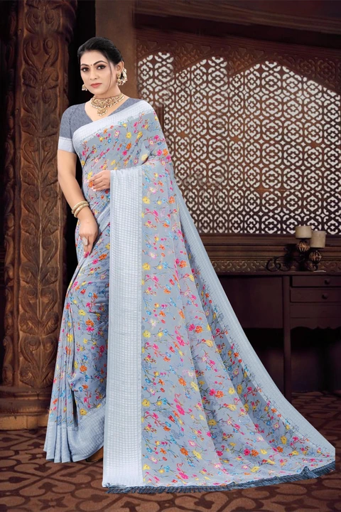 Soft printed saree with weaving Border uploaded by Sk sarees on 4/3/2023