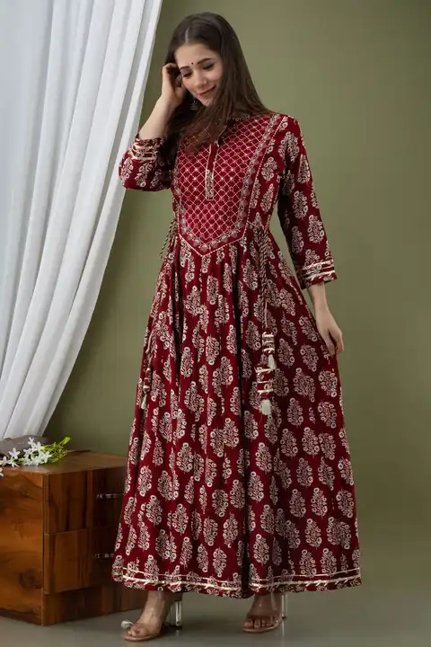 M to XXL,Reyon sulv Fabric Gowns  Beautiful Handwork on neck* uploaded by Online Ladies Dresses on 4/3/2023