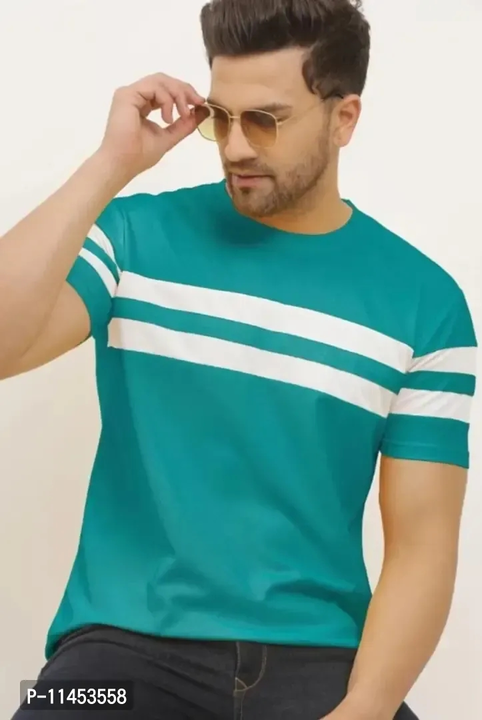 GREEN DOUBLE STRIP COTTON TSHIRT uploaded by business on 4/4/2023