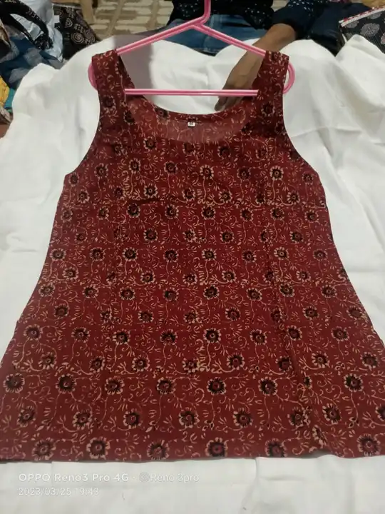Puer cotton Ajrakh Ladies top uploaded by Rim kantha stitch on 4/4/2023