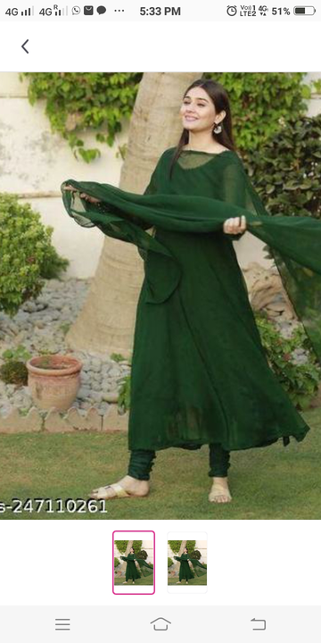 Green Georgette Dupatta set churidar gown uploaded by Rose creation on 4/4/2023