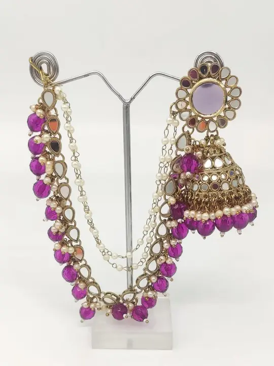 Mirror jumka with ear chain uploaded by Sb designs on 4/4/2023