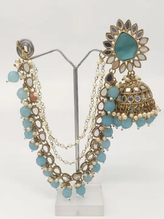 Mirror jumka with ear chain uploaded by Sb designs on 4/4/2023