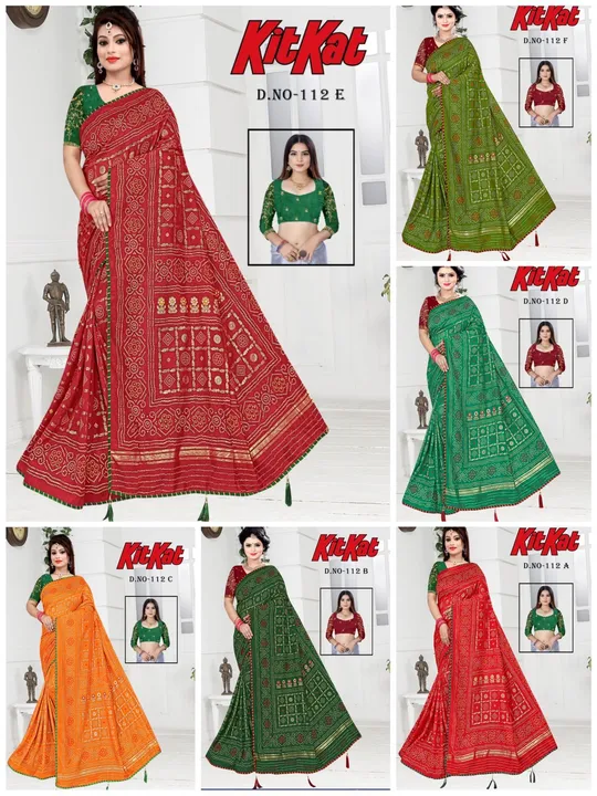KitKat Foil Print Saree with Work Blouse  uploaded by Karuna Saree Centre Surat on 4/4/2023