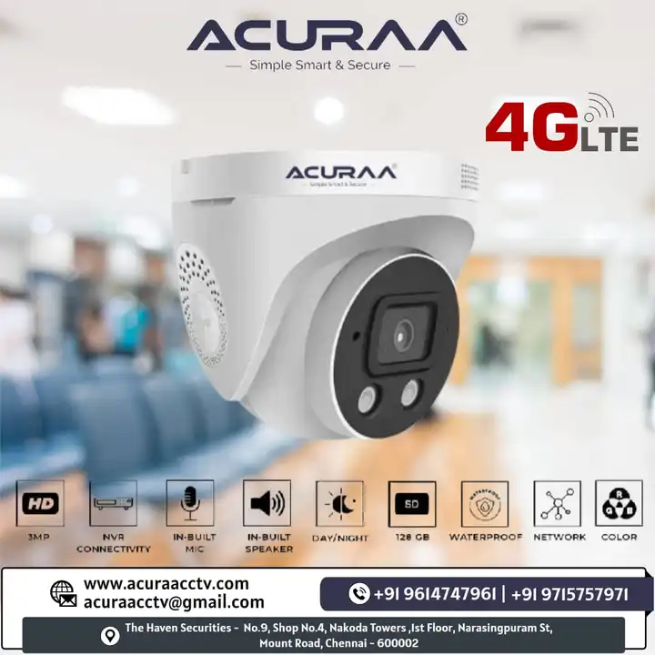 Acuraa 4g 3mp Dome camera  uploaded by The Haven Securities on 4/4/2023