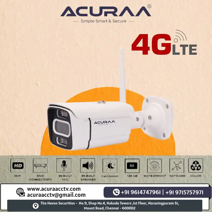 Acuraa 4g 3mp Bullet camera  uploaded by The Haven Securities on 4/4/2023