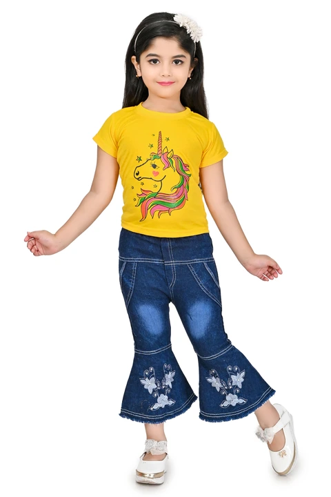 SPAMitude Girls Cotton Top and Jeans Combo uploaded by PRIMIK CREATIONS on 4/4/2023