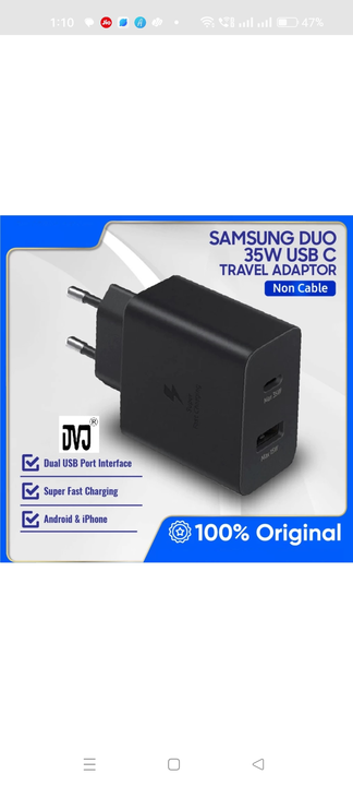 SAMSUNG 35W DUAL PORT FAST CHARGING POWER ADAPTER  uploaded by DJ TECHNOLOGY on 4/4/2023