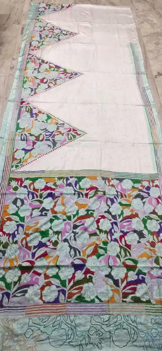 Belended Bangalore silk batik kantha saree with blouse uploaded by Rim kantha stitch on 4/4/2023