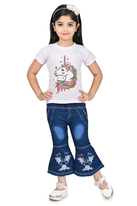 SPAMitude Girl's Cotton Top & Jeans Set Dress uploaded by MAMA COLLECTIONS on 4/4/2023