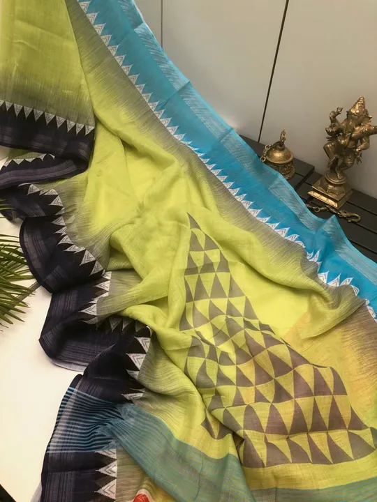 SAREES:-*FABRIC - ORIGINAL LINEN WITH SILVER JARI PATTA.
 uploaded by NIVA CREATION on 4/4/2023