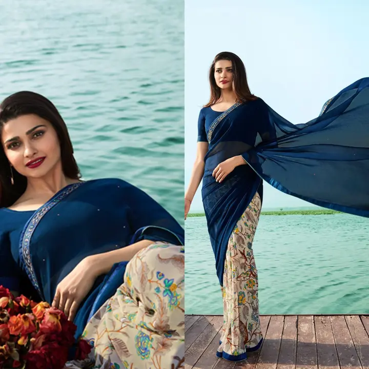 Half and half Printed saree uploaded by Fatema Fashion on 4/4/2023