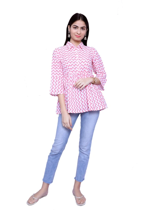 Pink stripped frock style kurti uploaded by MAHB on 5/30/2024
