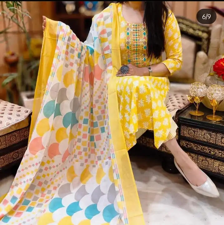 Kurti pant with dupatta set  uploaded by Maa Karni Fashion on 4/4/2023