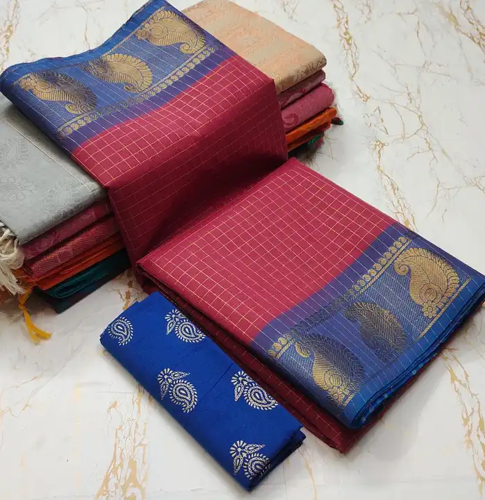 Cotton checked saree uploaded by Akshay saree Online on 4/4/2023