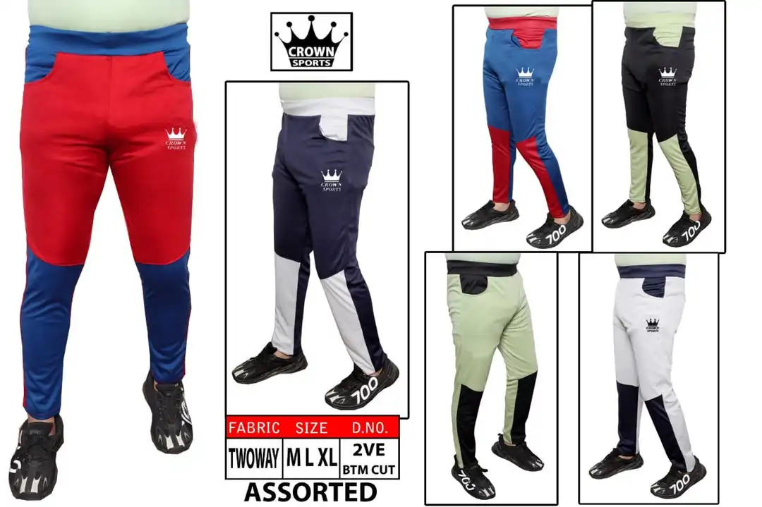 Two way Laycra bottom cut track pant in multi color size.M.L.XL uploaded by Crown sports  on 4/4/2023