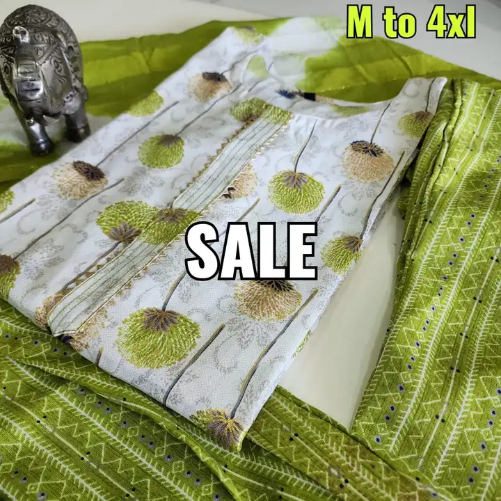 Post image `*```DHAMAKA DESIGN*
SALE SALE SALE SALE 

*KURTI WITH PANT AND DUPATTA SET*

* CAPSULE REYON* 
*FABRIC - HEAVY CAPSULE REYON*

**
 
*S M L XL XXL 3XL 4XL*

*SIZE MENTION ON PHOTO*

*PRICE - 549+$ only```*