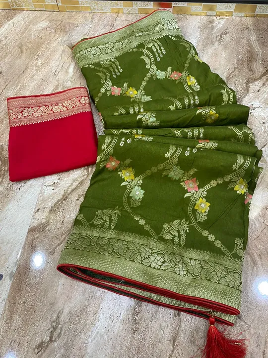 🦋new lounching 🦋

Beautiful party wear saree 

🌿original product 🌿

👌best quality fabric 👌

👉 uploaded by Gotapatti manufacturer on 4/4/2023