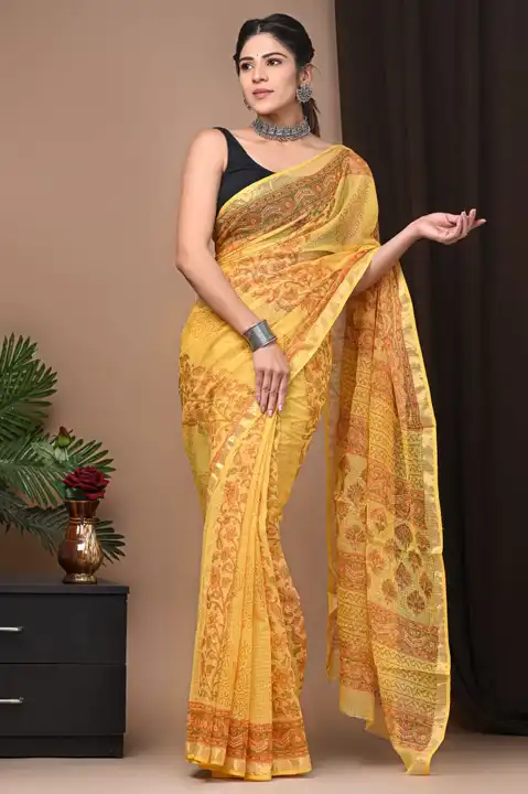 Kota doriya sarees with blouse  uploaded by Ashoka bagru print on 4/5/2023