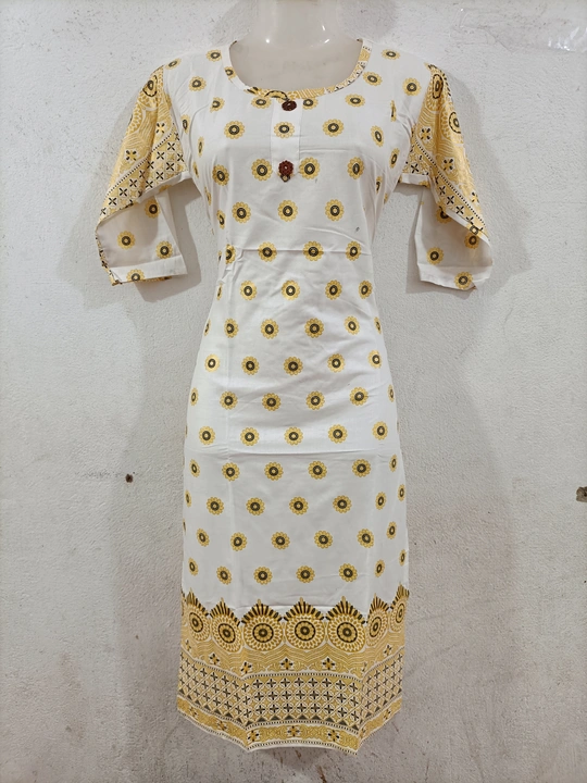rayon  golden print kurti  uploaded by business on 4/5/2023