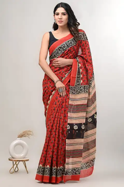 Cotton sarees hand block  uploaded by Nayab fashion on 4/5/2023